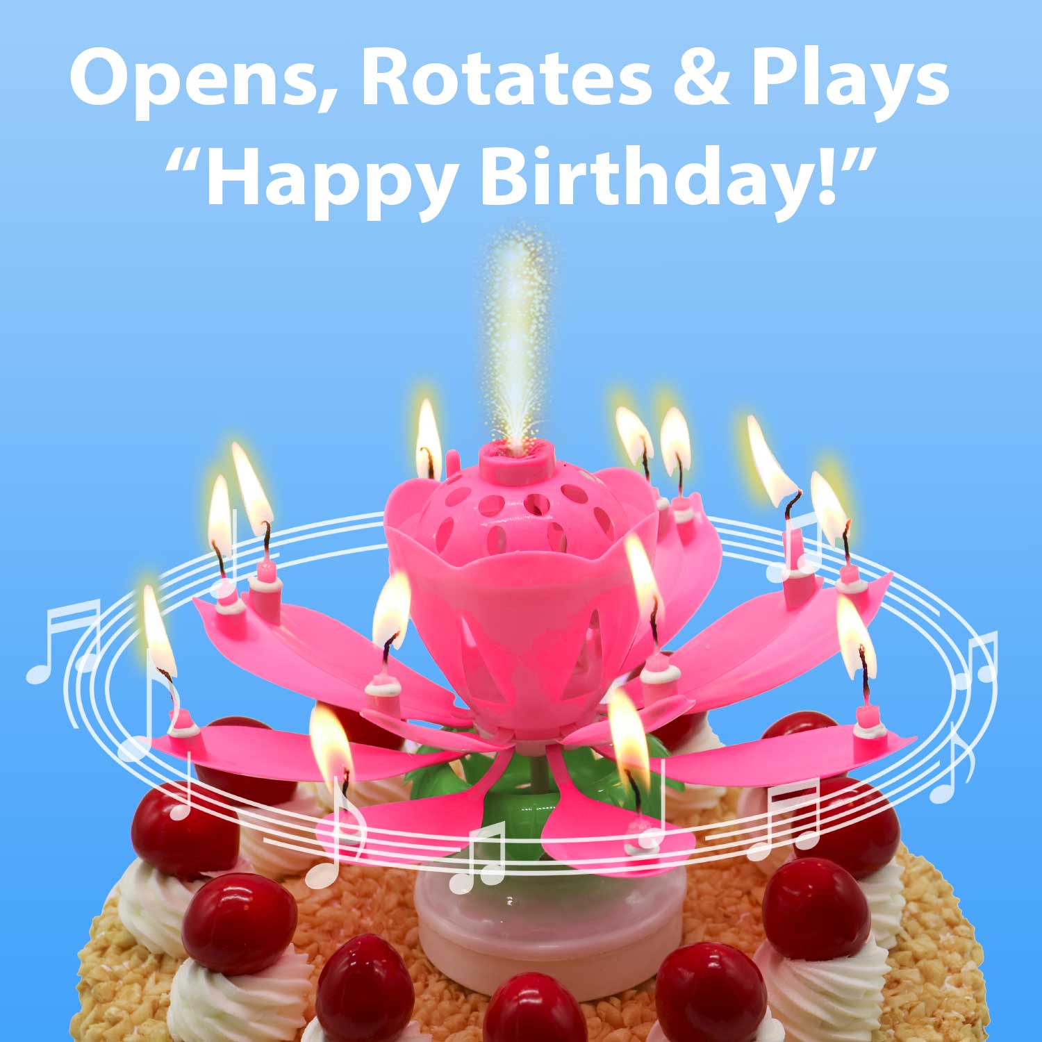 Awesome Blossom - Incredible Musical Lotus Flower Birthday Candle that Opens, Spins and Plays "Happy Birthday." image 3